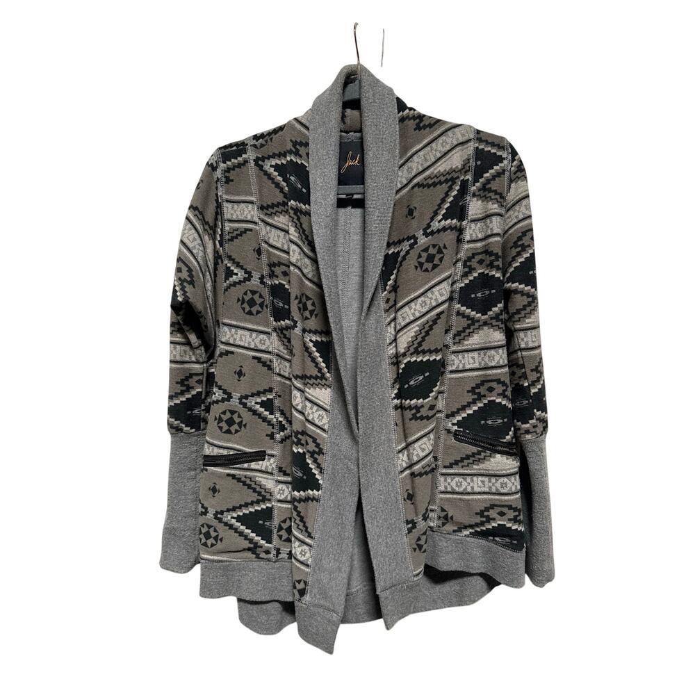 Jack Cardigan Womens XS Southwestern Zippered Pockets Cotton Blend Print Open